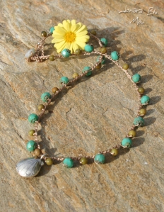 Island Girl Turquoise and Green Crocheted Necklace